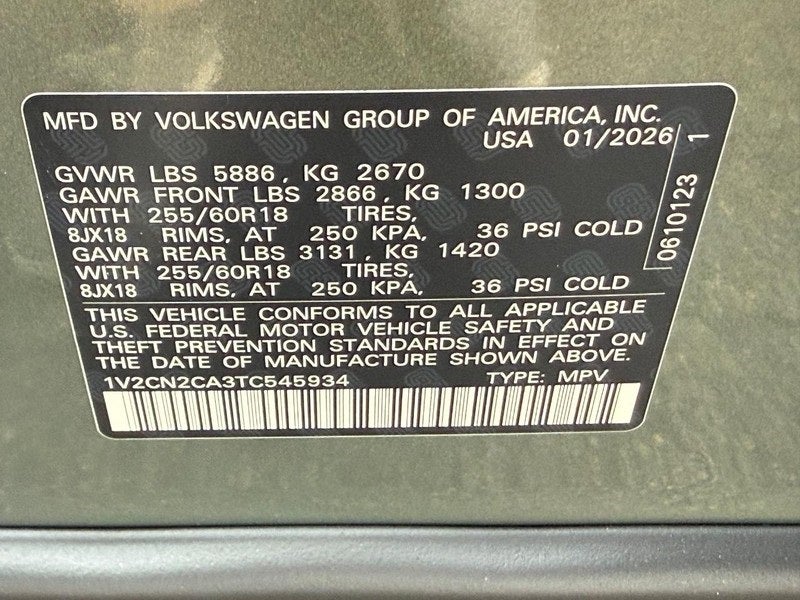 2026 Volkswagen Atlas 2.0T Peak Edition