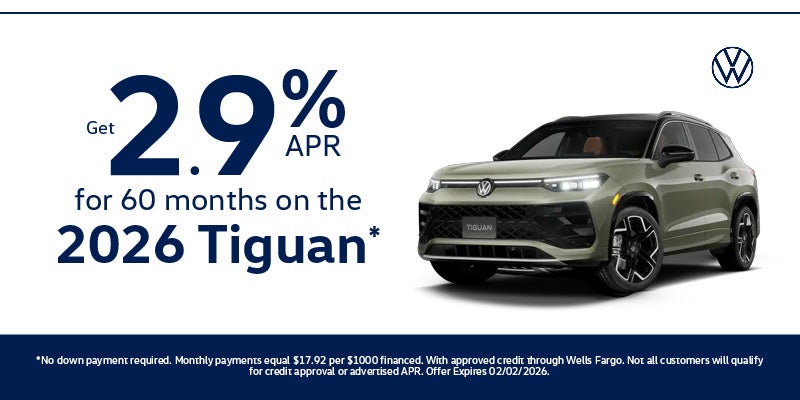Get 2.9% APR for 60 months on the 2026 Tiguan*
