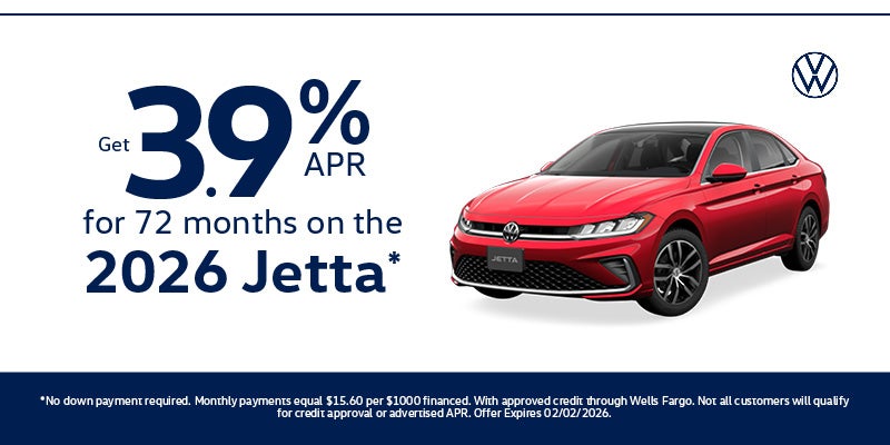 Get 3.9% APR for 72 months on the 2026 Jetta*